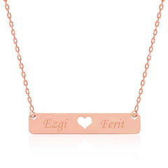 Silver Rose Personalized Name Heart Necklace
