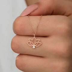 Silver Rose Lotus Flower Women's Necklace