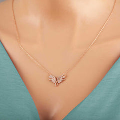 Silver Rose Angel Wing Infinity Women's Necklace