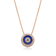 Silver Rose Evil Eye Women's Necklace