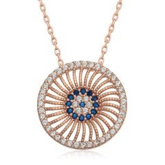 Silver Rose Evil Eye Women's Necklace