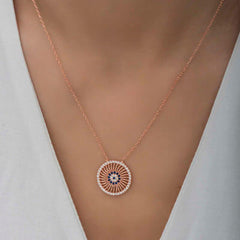 Silver Rose Evil Eye Women's Necklace