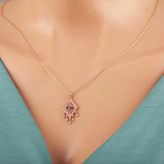 Silver Rose Evil Eye Necklace