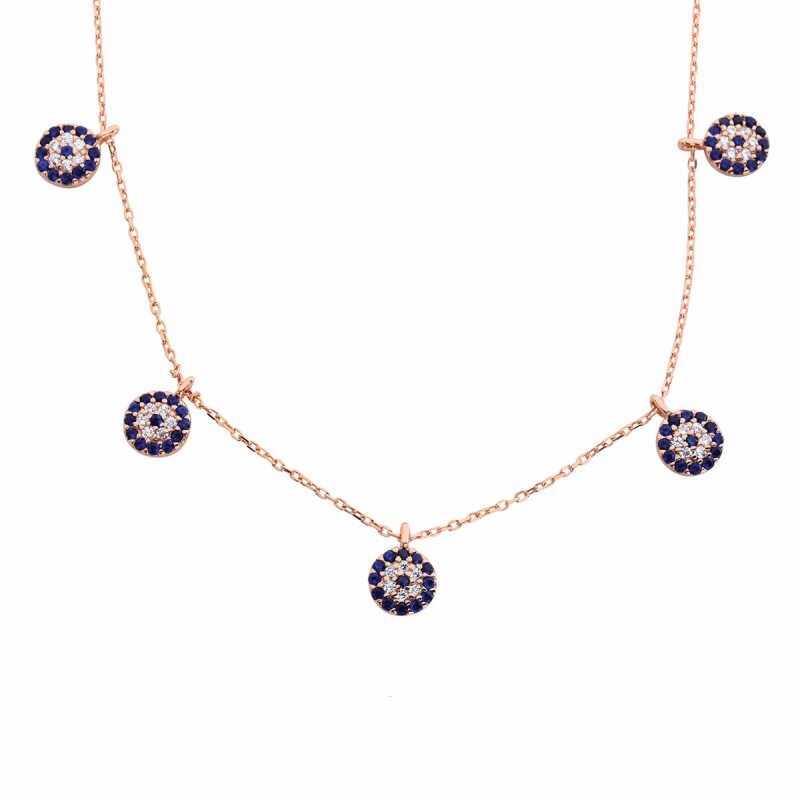 Silver Rose Evil Eye Lucky Lady Necklace