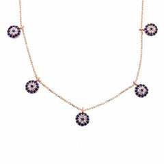 Silver Rose Evil Eye Lucky Lady Necklace