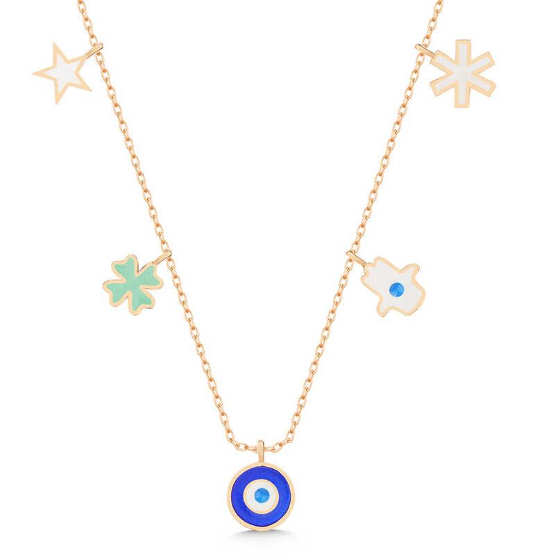 Silver Rose Evil Eye Lucky Women's Necklace
