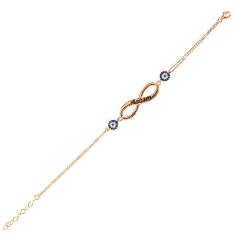Silver Rose Evil Eye Infinity Love Bracelet 