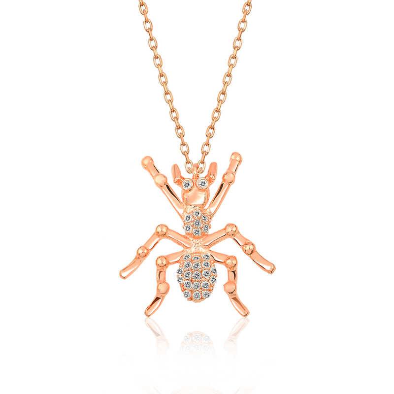 Silver Rose Spider Women's Necklace