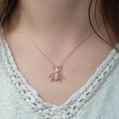 Silver Rose Spider Women's Necklace