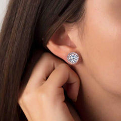 Silver Rose Oval Mounted Diamond Model Earrings
