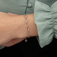 Silver Rose Oval Stone Women's Bracelet