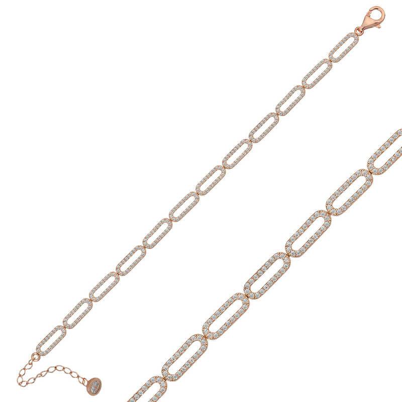 Bracelet femme en argent et pierre ovale rose