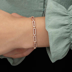 Bracelet femme en argent et pierre ovale rose