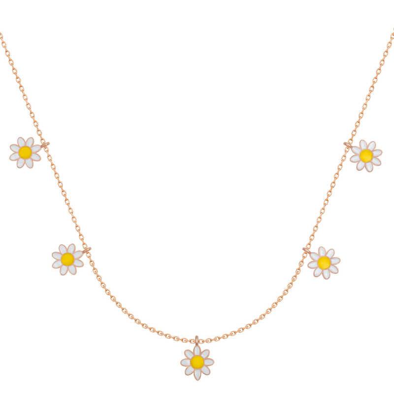 Silver Rose Daisy Lucky Women's Necklace
