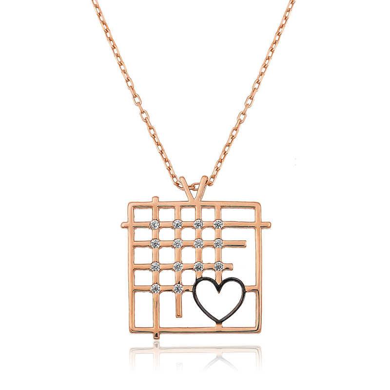 Collier Silver Rose Love Between Bars