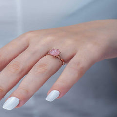 Silver Rose Pink Lotus Flower Ring