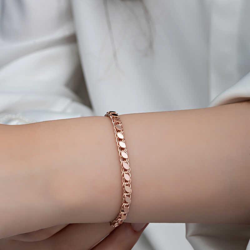 Bracelet chaîne à paillettes rose argenté pour femme