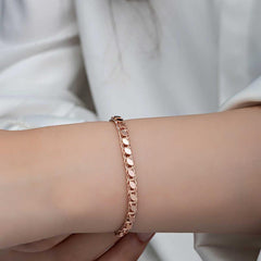 Bracelet chaîne à paillettes rose argenté pour femme