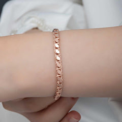 Bracelet chaîne à paillettes rose argenté pour femme