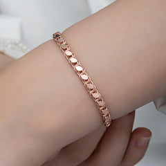 Bracelet chaîne à paillettes rose argenté pour femme