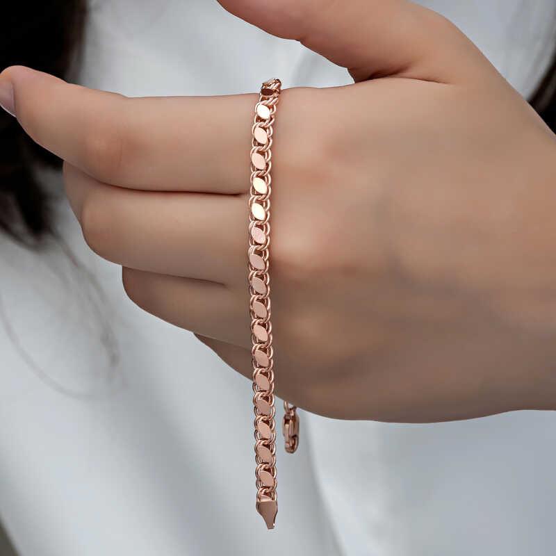 Bracelet chaîne à paillettes rose argenté pour femme