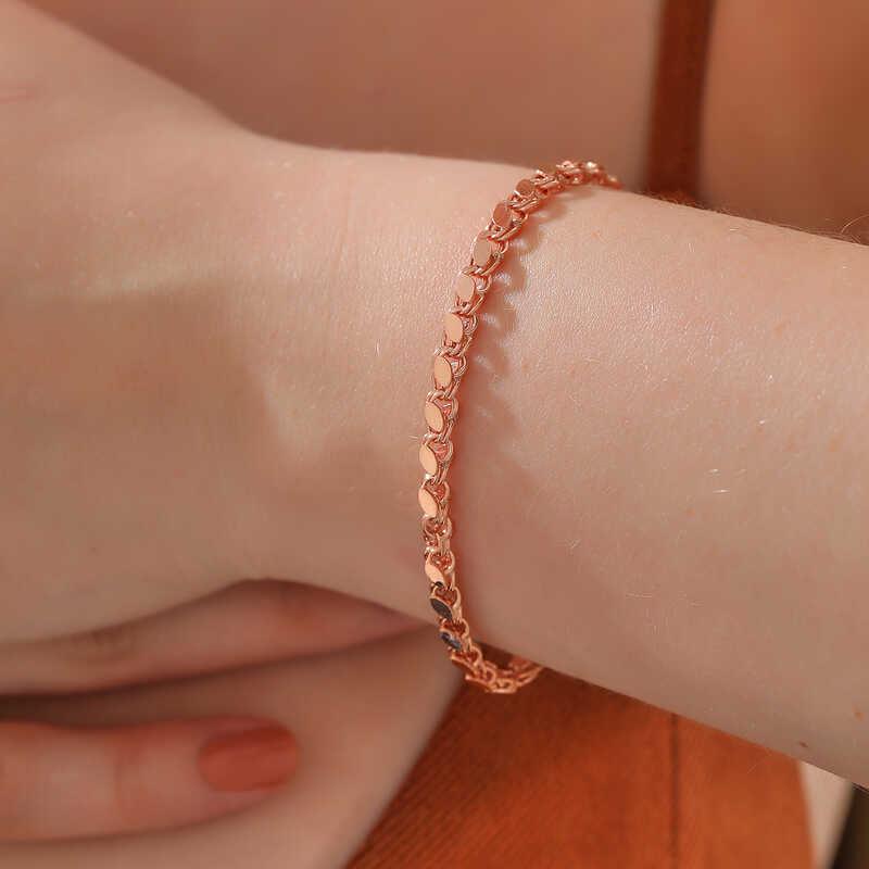 Bracelet chaîne à paillettes rose argenté pour femme