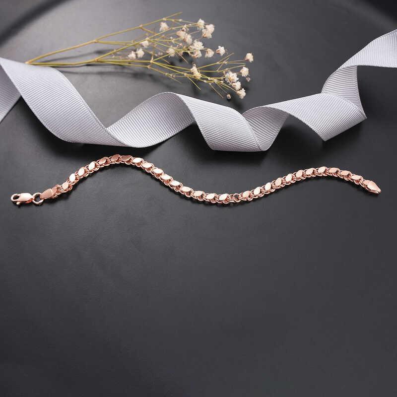 Bracelet chaîne à paillettes rose argenté pour femme