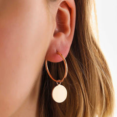 Silver Rose Dangle Hoop Women's Earrings