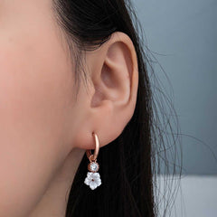 Silver Rose Dangle Magnolia Flower Women's Earrings