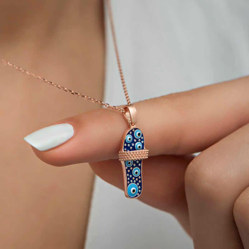 Silver Rose Strip Slipper Women's Necklace