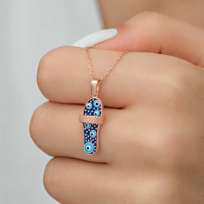Silver Rose Strip Slipper Women's Necklace