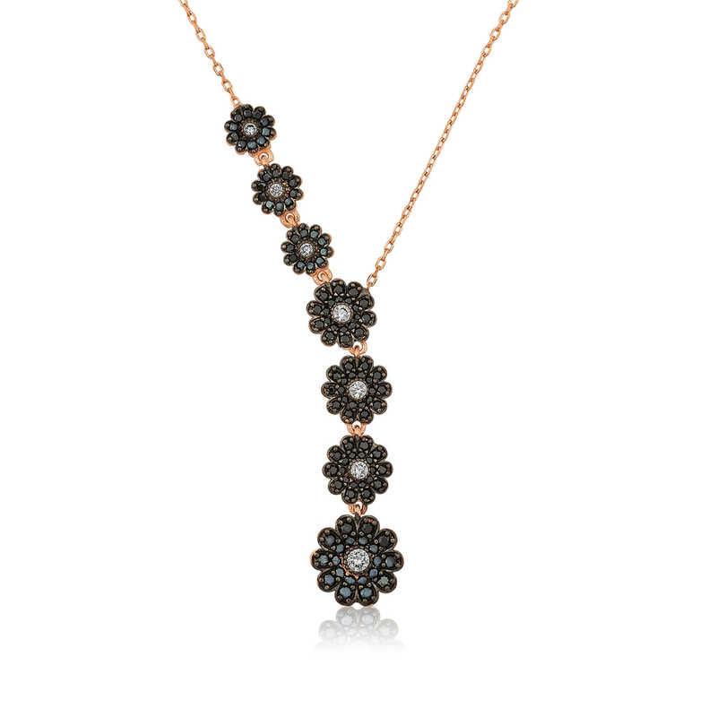 Silver Rose Sequence Flowers Necklace