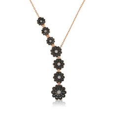 Silver Rose Sequence Flowers Necklace