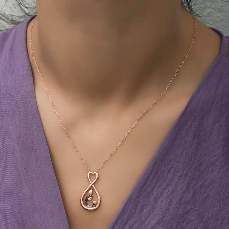 Silver Rose Infinite Heart Mother Child Necklace