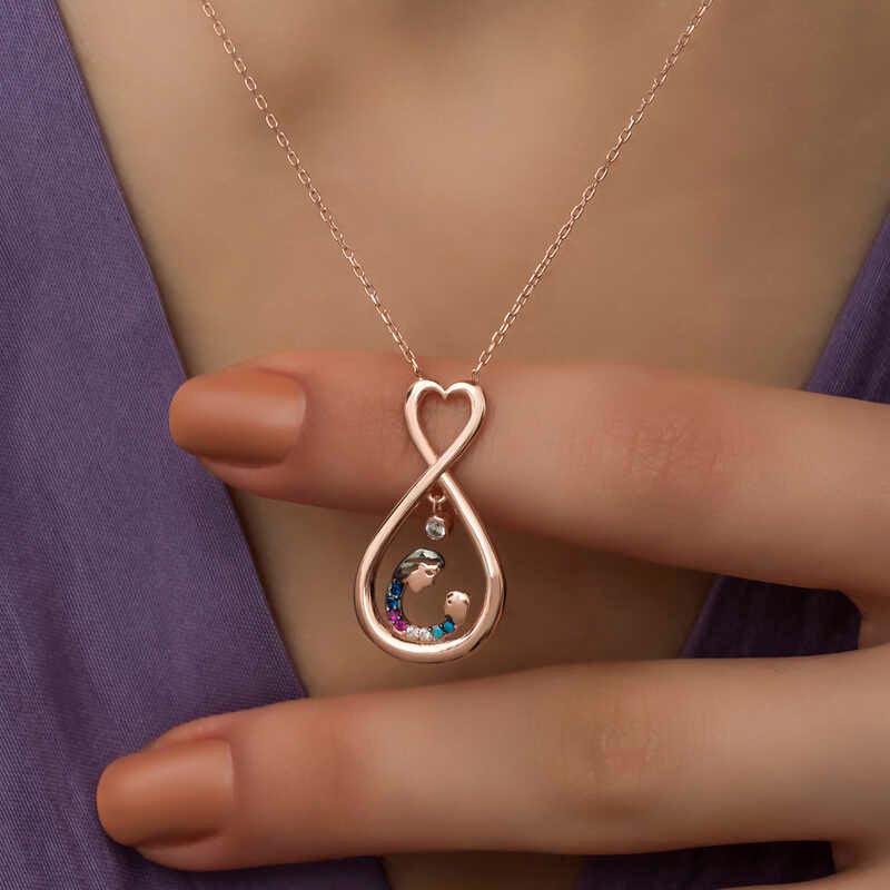 Silver Rose Infinite Heart Mother Child Necklace