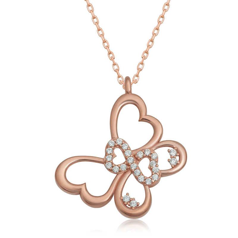 Silver Rose Infinity Butterfly Women's Necklace