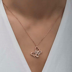 Silver Rose Infinity Butterfly Women's Necklace