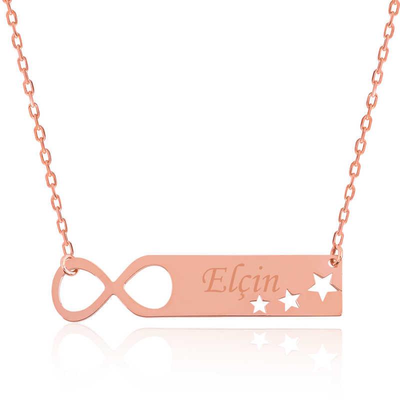 Silver Rose Infinity Star Personalized Name Necklace