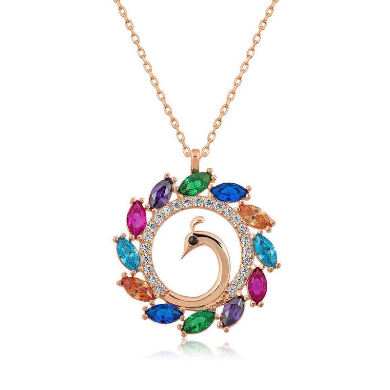 Silver Rose Peacock Women's Necklace