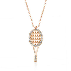 Silver Rose Tennis Racket Women's Necklace