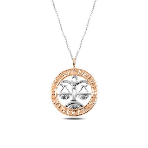 Silver Rose Libra Zodiac Necklace