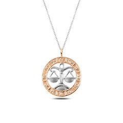 Silver Rose Libra Zodiac Necklace