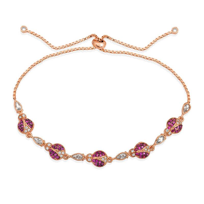 Silver Rose Ladybug Elevator Bracelet