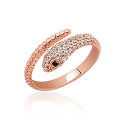 Silver Rose Snake Ring