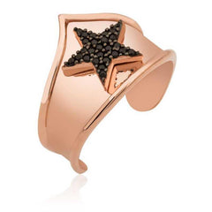 Silver Rose Star Patterned Joint Ring