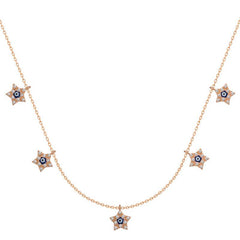 Silver Rose Star Evil Eye Lucky Women's Necklace