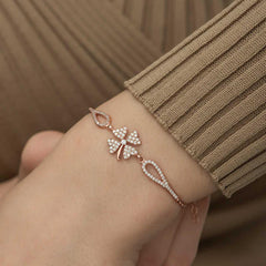 Silver Rose Clover Bracelet