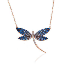 Silver Rose Dragonfly Women's Necklace