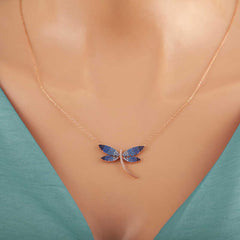 Silver Rose Dragonfly Women's Necklace