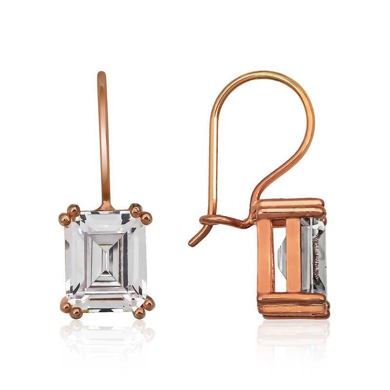 Silver Dangling Baguette Stone Women's Earrings 